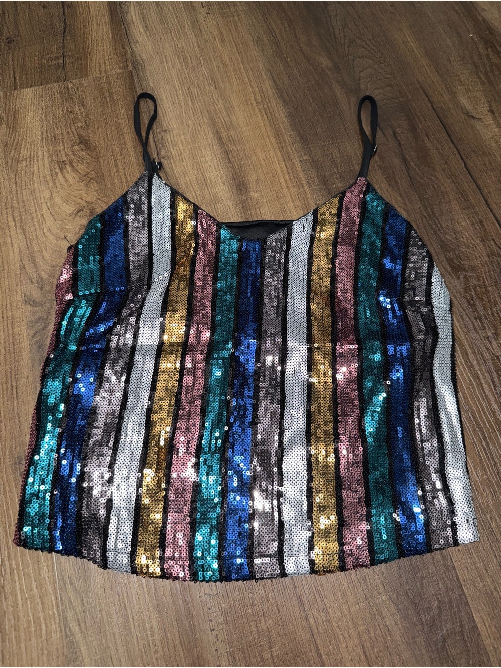 Free Press Clothing Sequin Stripe Spaghetti Strap Tank Top - Multicolor